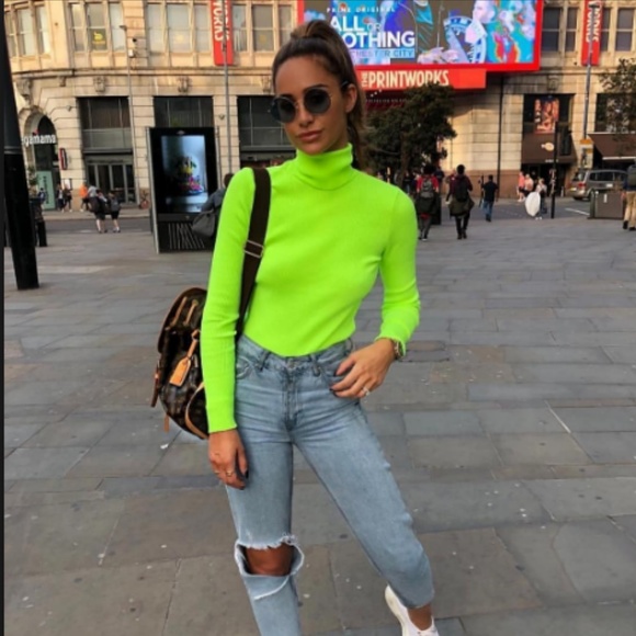 Zara Tops | Zara Neon Turtleneck | Poshmark